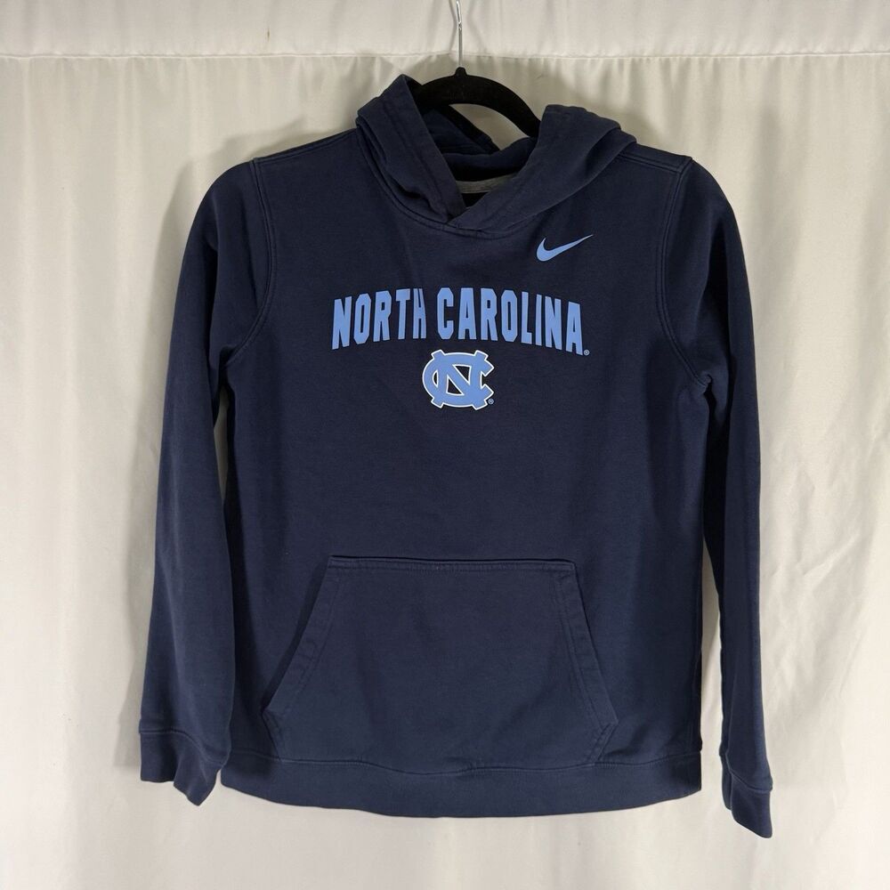 North Carolina Tar Heels Nike Hoodie Boys Large Blue Pullover Pockets Drawstring